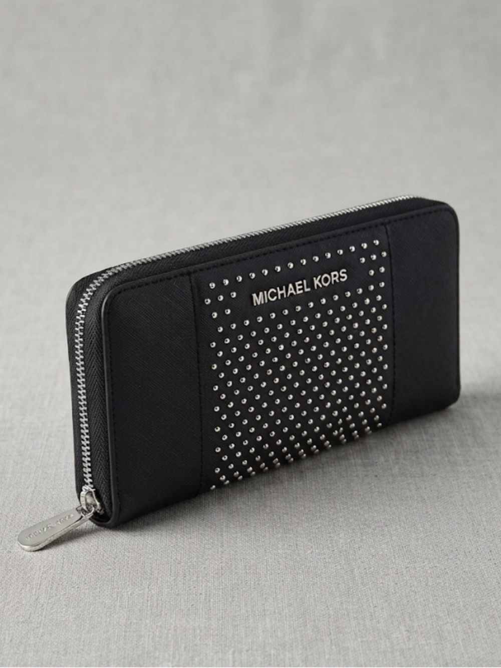 Michael Kors Black Zip-Around Studded Wallet